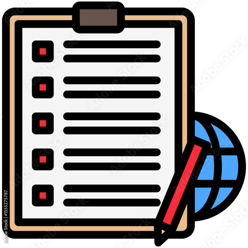 Note mini illustration outline color icon, use for journalist, broadcasting, news and media UI, UX kit, app and web development, digital or print.