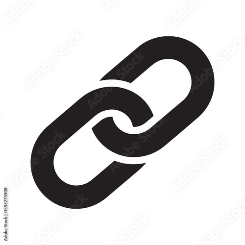 Link connection icon with a chain symbol representing a relationship a secure bond and a digital hyperlink for a website connection vector solid glyph icon