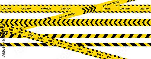 Warning Tape Vector – Yellow Hazard Tape on Transparent Background

