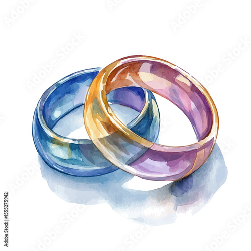 Smart Rings, watercolor illustration vector, isolated on a white background.