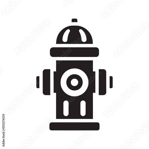 Fire hydrant icon representing firefighting emergency equipment for water supply protection and public safety in a city street system vector solid glyph icon