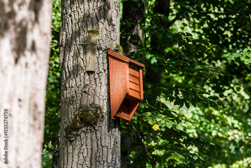 Gierloz, Poland - August 16, 2021. Bat booth in Wolfs Liar museum area