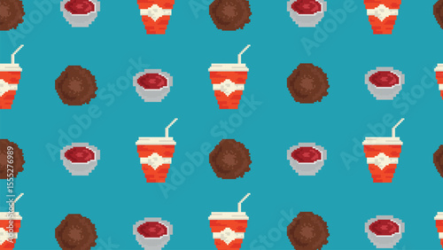 Pixel soda meatball sauce cup background