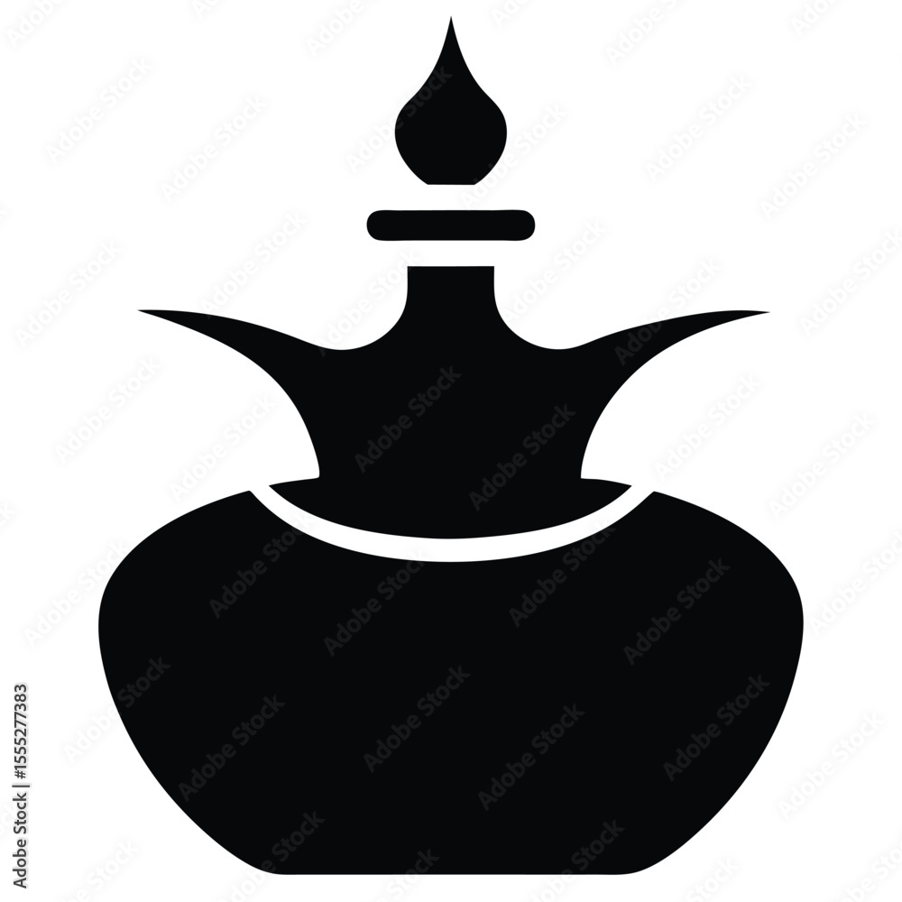 Fototapeta premium oil lamp icon, genie lamp vector, aladdin lamp silhouette, antique oil lamp clipart, vintage lamp symbol, magic lamp icon, fairytale lamp outline