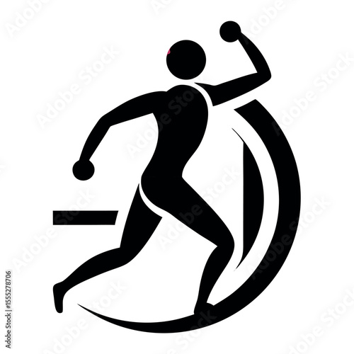 Shot Put Athlete Icon Vector - Dynamic Thrower Figure for Track and Field Sports Design isolated on white background
