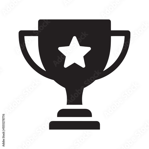Victory trophy cup icon for a first place winner representing a championship award for success and the best achievement in a competition vector solid glyph icon