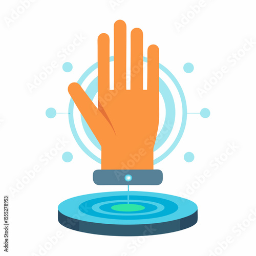 Hand interacting with futuristic technology interface