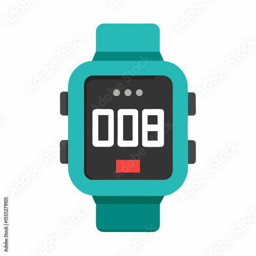 Teal digital stopwatch smartwatch icon illustration