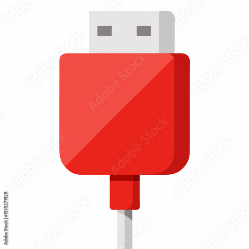 Red usb connector cable illustration