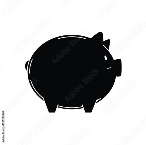 Piggy bank icon symbol, Piggy Icon Black and white vector