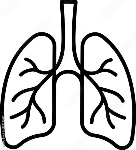 Lungs Organ Outline Icon Vector