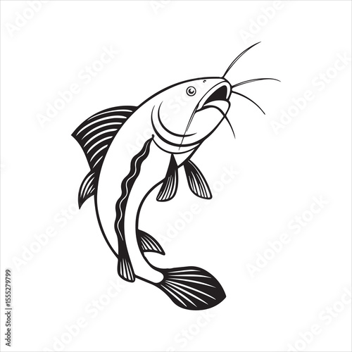 sea catfish vector art illustration