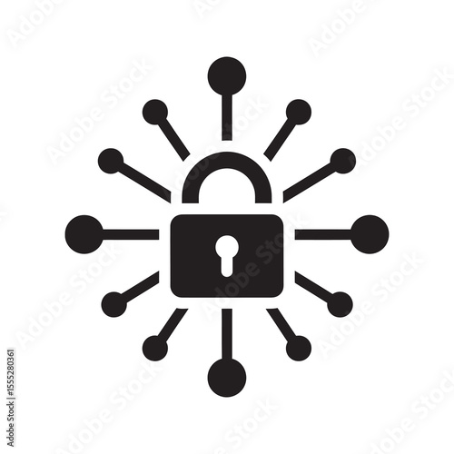 User account security icon with a personal profile ID card and a lock symbol representing private data and identity access protection vector solid glyph icon