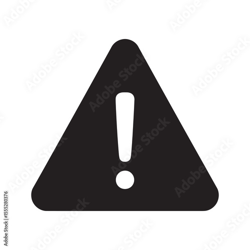 Warning alert sign icon with an exclamation mark in a triangle representing danger caution and an important safety risk notification vector solid glyph icon
