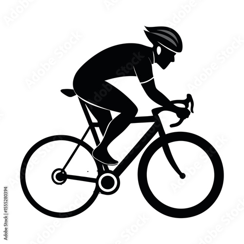 Road Cyclist Silhouette Vector - Athlete on Bicycle in Motion for Sport, Fitness & Recreation Design isolated on white background
