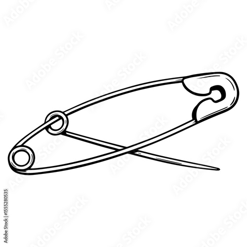 Minimalist Safety Pin Line Art Silhouette