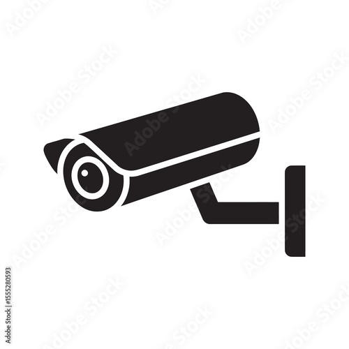 Security camera surveillance icon for cctv monitoring representing safety protection and video observation for property and business vector solid glyph icon