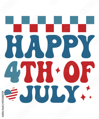 Typographic 4th of July T-Shirt Design – Bold Patriotic Text Style