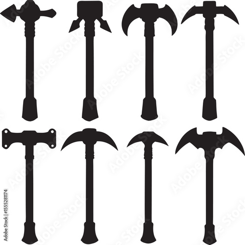 Silhouette Hammer and Axe Heads Set – Vector Tool and Weapon Collection 