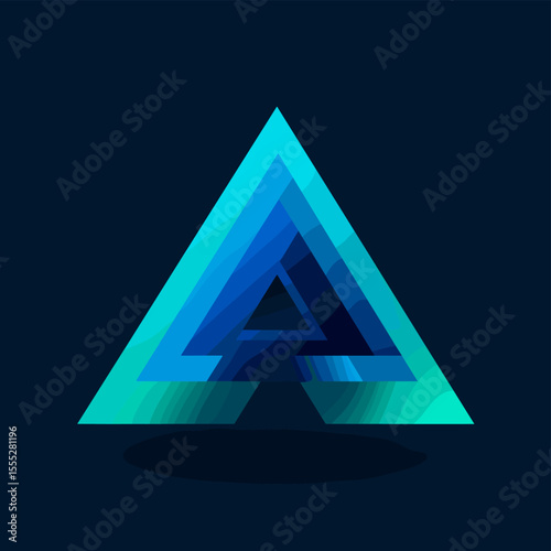 Minimal and bold triangle icon created with transparency and depth.