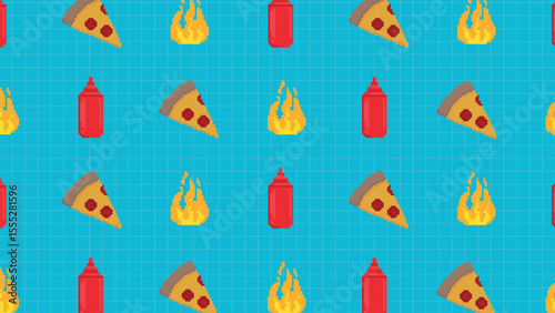 Cartoon pizza chef hat red culinary background