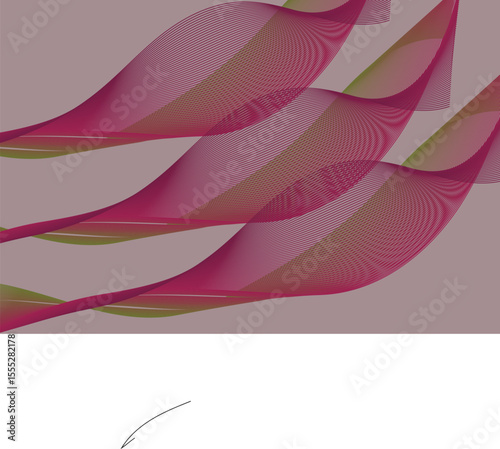 Abstract flowing lines with magenta and green gradient on a muted background