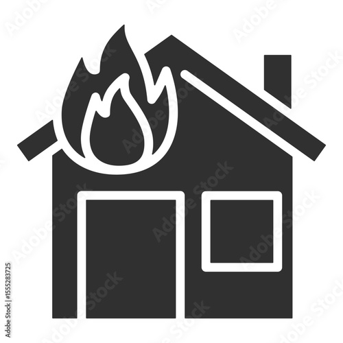House On Fire Icon Single Vector Collection 