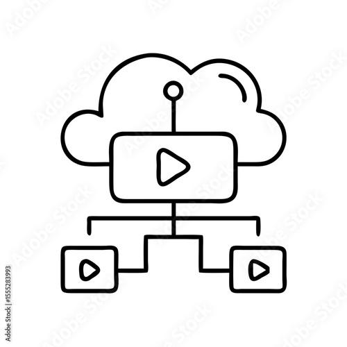 Streaming icon representing cloud video distribution and sharing