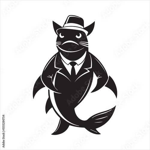sea catfish vector art illustration