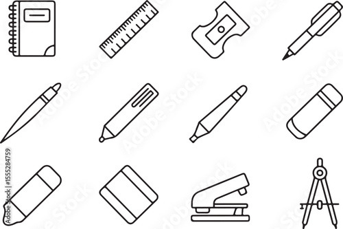 Back to School Essential Stationery & Supplies Icons