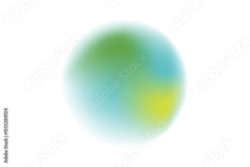 Blurry blue and green color circle gradient shape. Abstract light blue blurred planet earth gradient background. Vector soft gradation globe circle bg. Iridescent color mother earth
