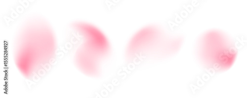 Y2K pink gradient shape set. Blurred light fuzz pastel color gradient background. Abstract vector illustration isolated on white. Holographic blur sakura blossom color gradation