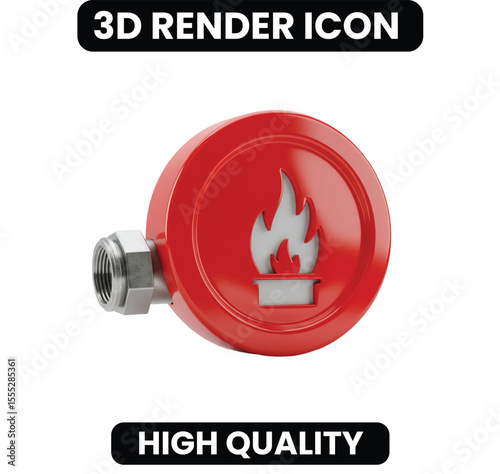 3D Fire Alarm Bell Icon for Safety & Emergency Alerts. A clear, bold symbol for fire protection systems, warnings, and emergency procedures. Essential for safety and security-related designs.