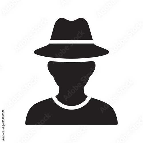 Incognito mode icon with a person in a hat and sunglasses representing privacy anonymous browsing and a secret agent or spy vector solid glyph icon