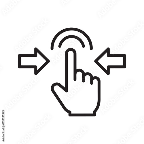 User interaction icon with hand and arrows for touch screen gesture a symbol for interface control and digital navigation on a device vector solid glyph icon