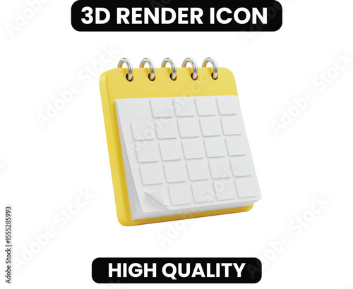 Blank 3D Desk Calendar Icon for Scheduling & Planning. A clean and simple organizer symbol for setting dates, appointments, reminders, and managing your schedule. Ready for your custom events.