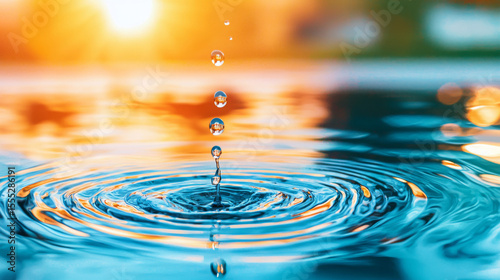 A drop of water falls into a large body of water, creating a ripple effect