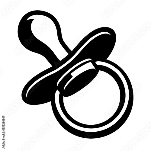 Cute Black and White Baby Pacifier Vector - Soothing Infant Accessory