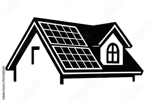 Eco-Friendly House with Solar Panels Vector - Renewable Energy and Sustainable Living