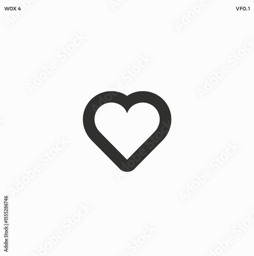 Heart icon outline on white background for love and affection design concept
