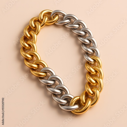 Mixed Metal Chunky Chain on Pastel Background