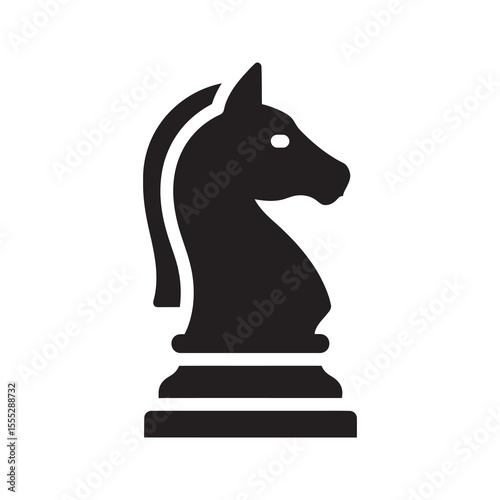 Strategy icon with chess knight piece a symbol for business planning and tactical decision making leadership and competition in a game vector solid glyph icon
