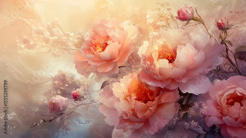 Soft focus floral bouquet in pastel tones