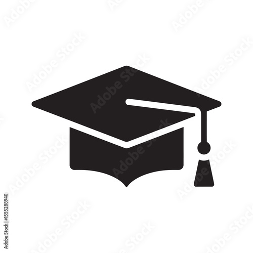 Graduation cap icon for education and academic achievement a symbol for school college or university degree and commencement ceremony vector solid glyph icon