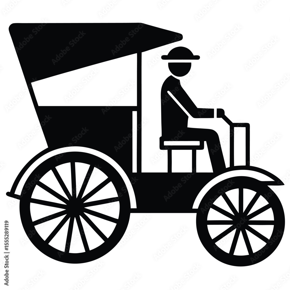 Naklejka premium man riding rickshaw icon