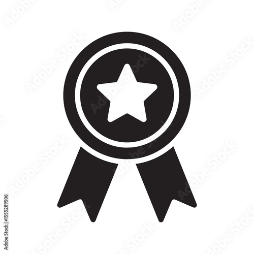 Award ribbon icon with a star a symbol for achievement and success a prize for a winner or champion recognizing quality and excellence vector solid glyph icon
