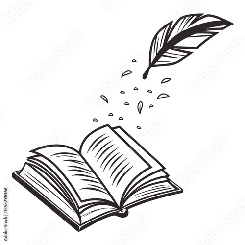 open book with feather