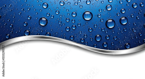 Abstract background with water drops on blue.