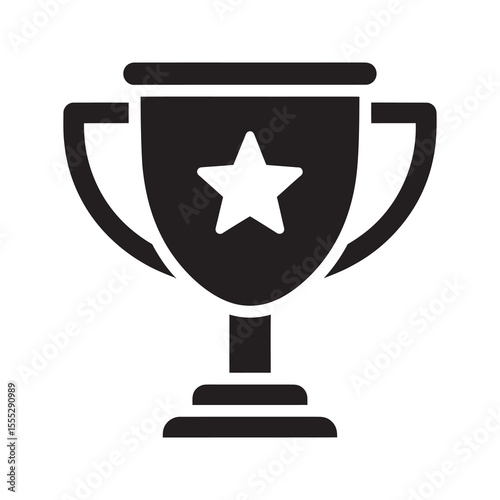 Winner trophy icon with a star for a first place achievement representing a competition award for success and a prize for a champion of a game vector solid glyph icon