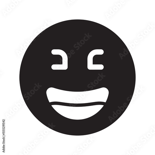 Laughing emoji icon representing a happy emotion a big smile and joy a funny face character for a positive expression in a chat message vector solid glyph icon